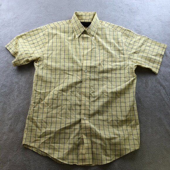 Brooks Brothers Mens Shirt Medium Non-Iron Short Sleeve Button Down Checkered - Picture 8 of 9